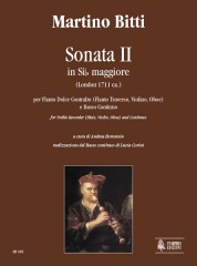 Bitti, Martino : Sonata II in B flat Major (London c.1711) for Treble Recorder (Flute, Violin, Oboe) and Continuo